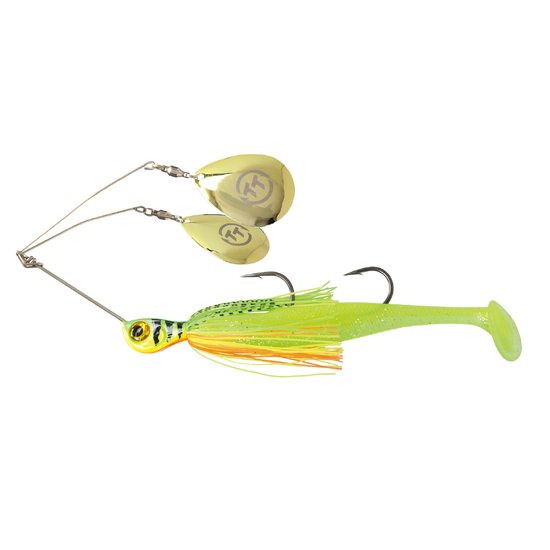 TT Lures 3/4oz Tornado+ Twin Spin Rigged Spinnerbait Lure - FIRETIGER