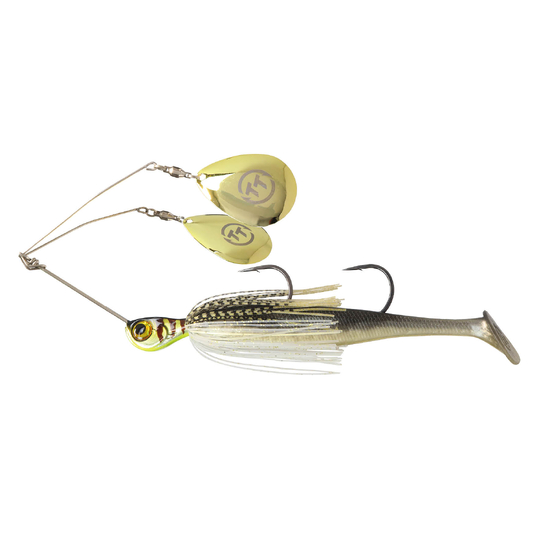 TT Lures 3/4oz Tornado+ Twin Spin Rigged Spinnerbait Lure - GOLD GLIMMER