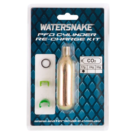 Watersnake 17g Inflatable Child PFD Cylinder Recharge Kit with Clips