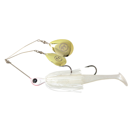 TT Lures 3/4oz Tornado+ Twin Spin Rigged Spinnerbait Lure - PEARL 