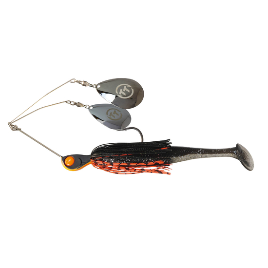 TT Lures 3/4oz Tornado+ Twin Spin Rigged Spinnerbait Lure - ORANGE NIGHTMARE