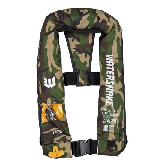 Camo Watersnake Manual Inflatable PFD With Window - Level 150 Adult Life Jacket