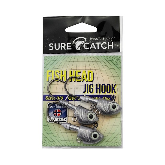 Surecatch Fish Head Jig Heads-Mustad Chemically Sharpened Hooks