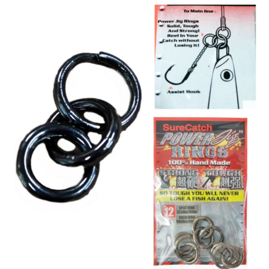 Surecatch Size 8 Stainless Power Jig Rings For Jig Assist Hooks - 6 Per Pack