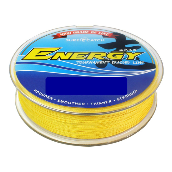 150m Spool of 40lb Surecatch Energy Braided Fishing Line - Yellow Fishing Braid