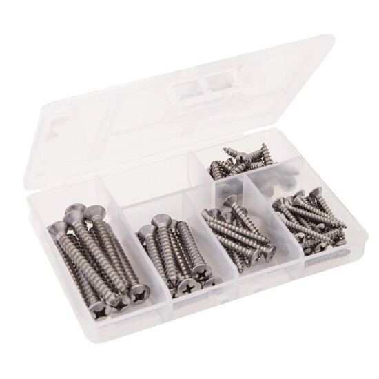 68 Piece Watersnake Assorted Stainless Steel Pan Flat Head Self Tapping Screws