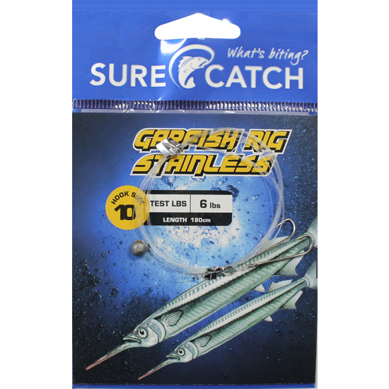 Surecatch Pre-Tied 180cm Garfish Rig with Size 10 Stainless Steel Fishing Hooks