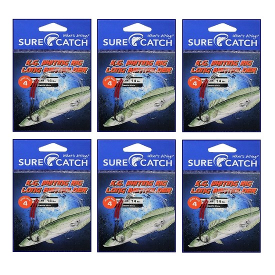 6 Pack of Surecatch King George Whiting Rigs - Chem Sharp Long Baitholder Hooks