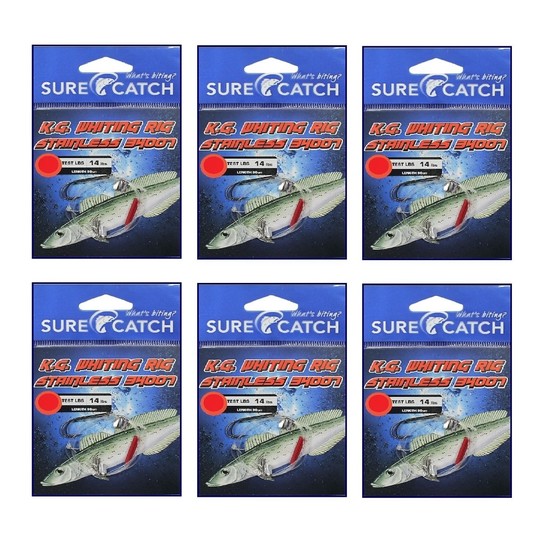 6 Pack of Surecatch King George Whiting Rigs with Stainless Steel 34007 Hooks