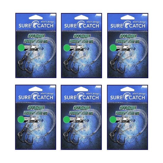 6 Pack of Surecatch 100lb Offshore Paternoster Fishing Rigs-Chemical Sharp Hooks