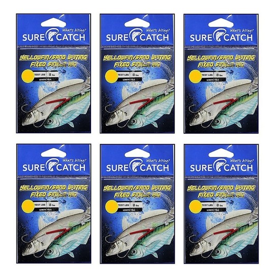 6 Pack of Surecatch Pre-Tied Yellowfin/Whiting Fixed Sinker Rigs - Whiting Rigs