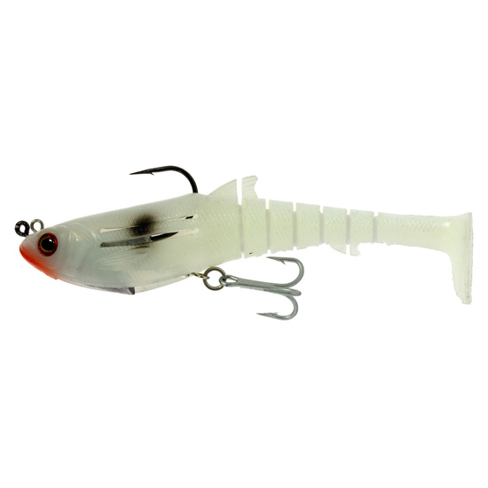 145mm Zerek Jighead Rigged Flat Shad X Soft Plastic Swimbait Lure- Red Head Bear