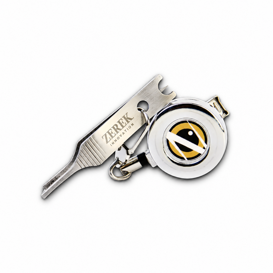 Zerek Stainless Steel Split Ring Tweezers with Retractable Tether &amp; Clip