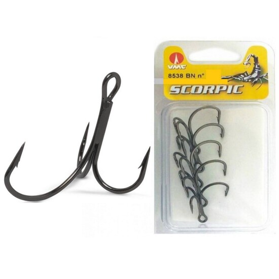 5 Pack of VMC 8538BN Sureset Scorpic 3X Strong Treble Hooks