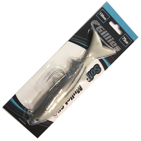 Gillies 6 Inch Rigged Striped Soft Mullet Fishing Lure - 75gm Soft Plastic Lure