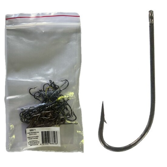 50 Pack of Tsunami Size 4/0 Black Nickel Chemical Sharpened O'Shaughnessy Hooks