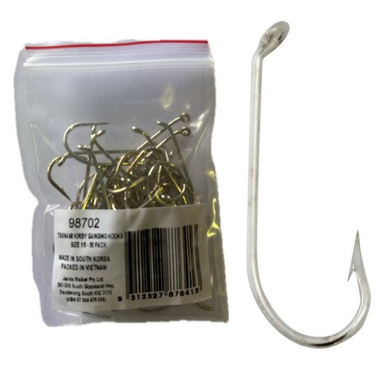 50 Pack of Tsunami Size 1/0 Closed Eye Tin Kirby Ganging Hooks