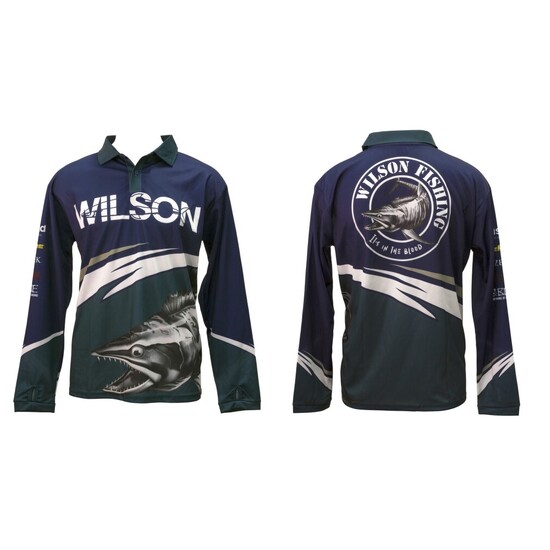 Wilson Maroon Barra Tournament Long Sleeve Fishing Shirt with Collar-Fishing Jersey 	