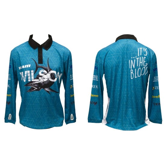 Wilson Teal Tournament Long Sleeve Fishing Shirt with Collar - Fishing Jersey