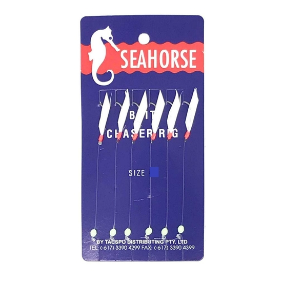 Seahorse Bait Chaser Rig - 6 Hook Bait Jig with Fish Skin and Lumo Beads 