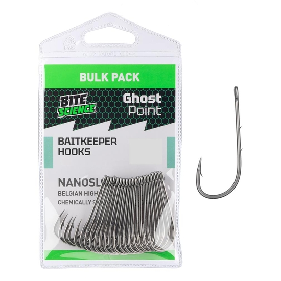 Bite Science Bulk 20 Pack of Ghostpoint Chemically Sharpened Baitkeeper Hooks