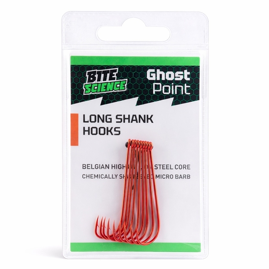 Bite Science Ghostpoint Chemically Sharpened Red Long Shank Hooks