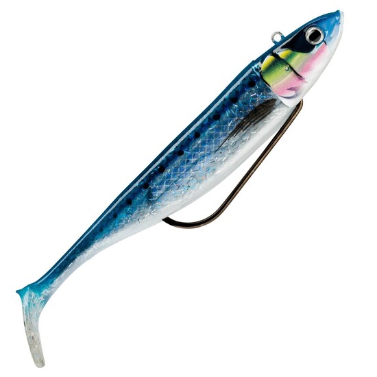 2 Pack of Rigged 12cm Storm Biscay Shad Soft Body Fishing Lures - Sardine