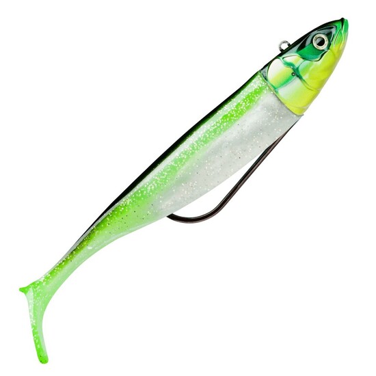 2 Pack of Rigged 12cm Storm Biscay Shad Soft Body Fishing Lures - Coastal Green