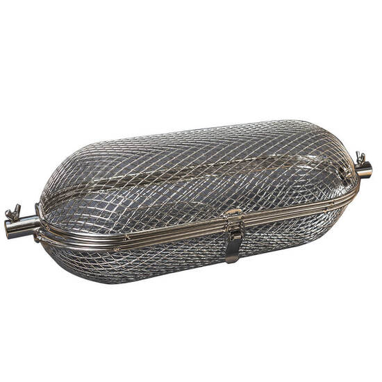 Flaming Coals Stainless Steel Rotisserie Basket - Round Cage Tumbler