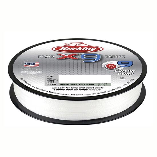 300m Spool of Berkley X9 Braided Fishing Line - Crystal White 9 Carrier Braid