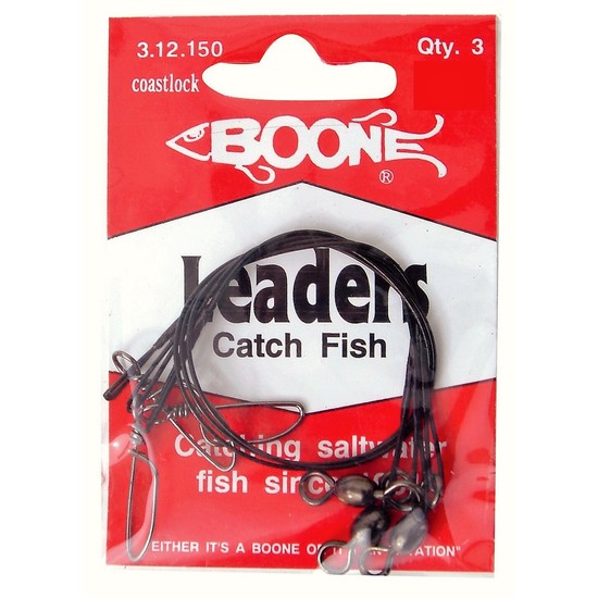 3 Pack of Boone Black Nylon Coated Stainless Steel Fishing Wire Leaders