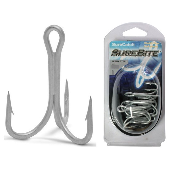6 Pack of Size 4/0 Surecatch C547 8X Strong Perma Steel Treble Fishing Hooks