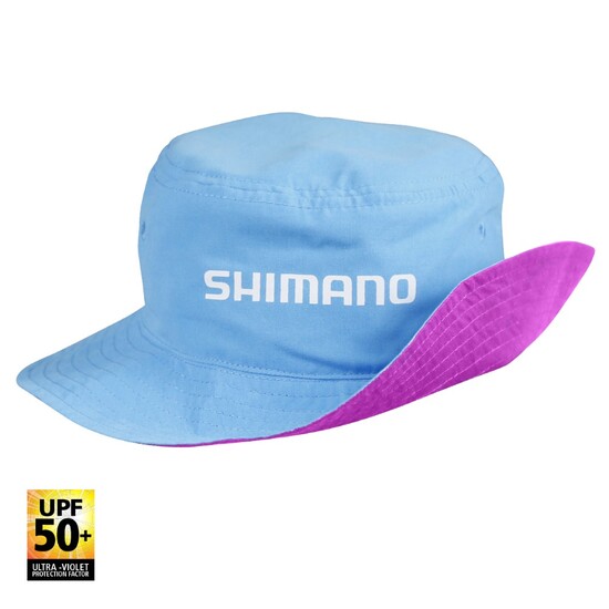 Shimano Kid's Pink/Cyan Reversible Bucket Hat - UPF 50+ Fishing Hat