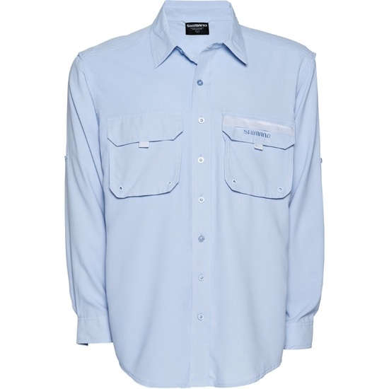 Shimano Skyway Blue Long Sleeve Fishing Shirt with Vented Back - UPF 30+