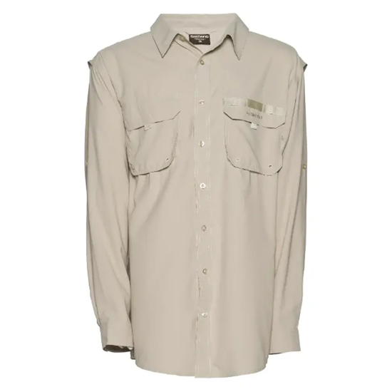 Shimano Oatmeal Long Sleeve Fishing Shirt with Vented Back - UPF 30+