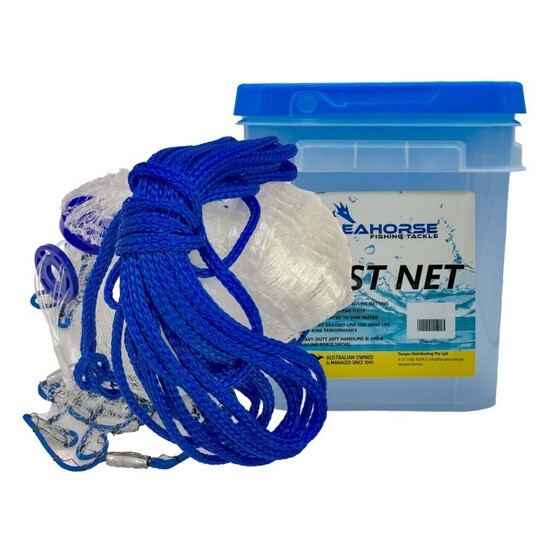 Seahorse Lead Weighted 12ft Mono Drawstring Pro/Heavy Cast Net with 3/4" Mesh
