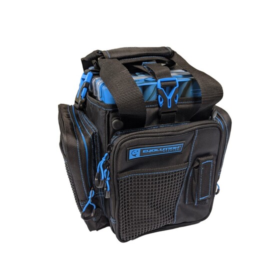 Evolution Drift Series Blue Vertical Fishing Tackle Bag With Five Tackle Trays