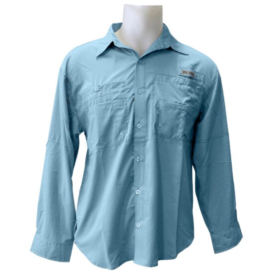 Wilson Blue Cool Change Long Sleeve Fishing Shirt -Lightweight Breathable Shirt