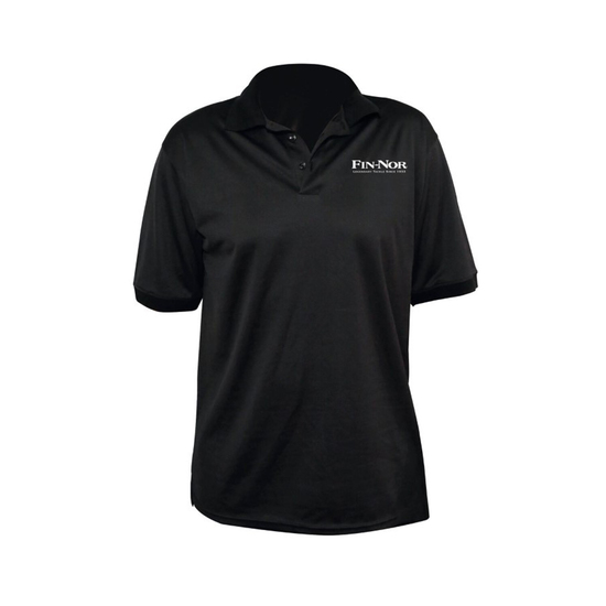 Fin-Nor Black Polo Shirt - Breathable Fabric Fishing Shirt with Collar