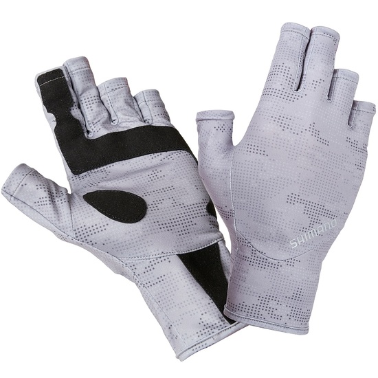 Shimano Grey Dot Camo Fingerless UPF 50+ Sun Gloves