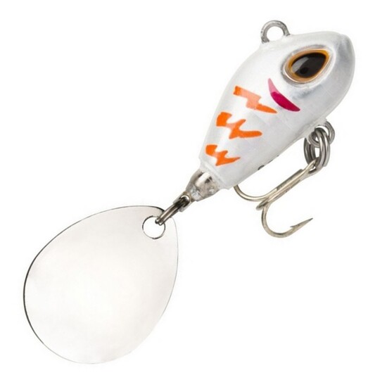 4.5cm/6gm Storm Gomoku Spin Vibration Lure with Flashing Tail-Silver/Pearl/Orange