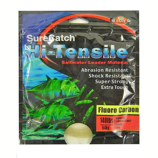 SureCatch Hi-Tensile 140lb Fluoro Carbon Leader - 20M - Big Game - Made In Japan