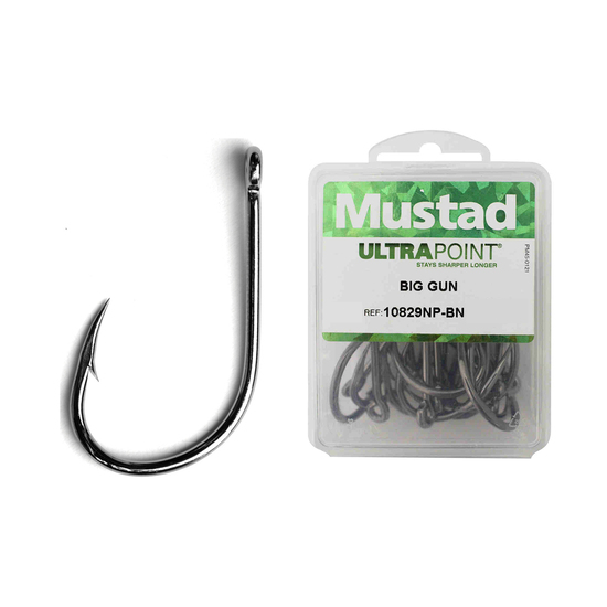 1 Box of Mustad 10829NPBLN Big Gun Kirbed Chemically Sharpened Fishing Hooks