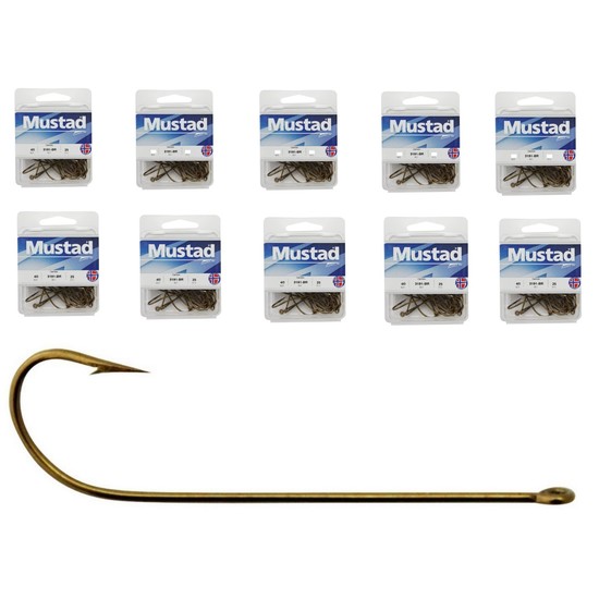 10 Boxes of Mustad 3191 Bronze Long Shank Carlisle Fishing Hooks