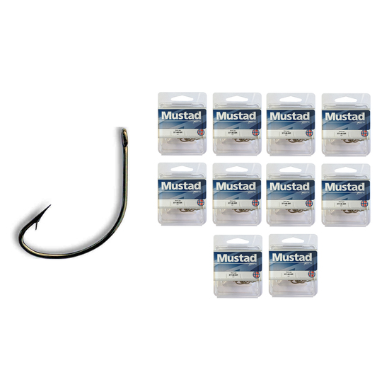Mustad 37140 Wide Gap Classic Hook, Hollow Point, Slightly Reversed - 50  Per Pack 