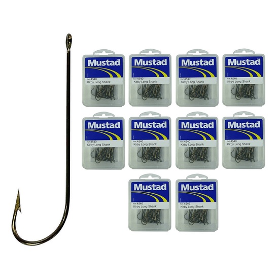 10 Boxes of Mustad 4540 1/2 Bronze Long Shank Kirby Fishing Hooks