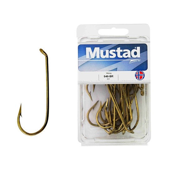 1 Box of Mustad Bronze 540 French Viking Fishing Hooks