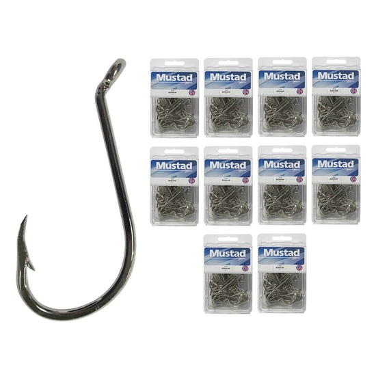 10 Boxes of Mustad 92554 2x Strong Nickle Plated Octopus Fishing Hooks