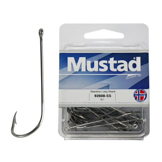 1 Box of Mustad 92608 Long Shank Stainless Steel Beak Fishing Hooks