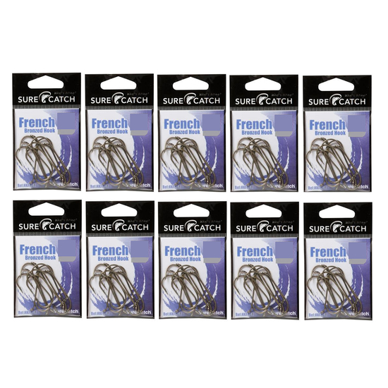 10 Packs of Surecatch French Bronzed Fishing Hooks